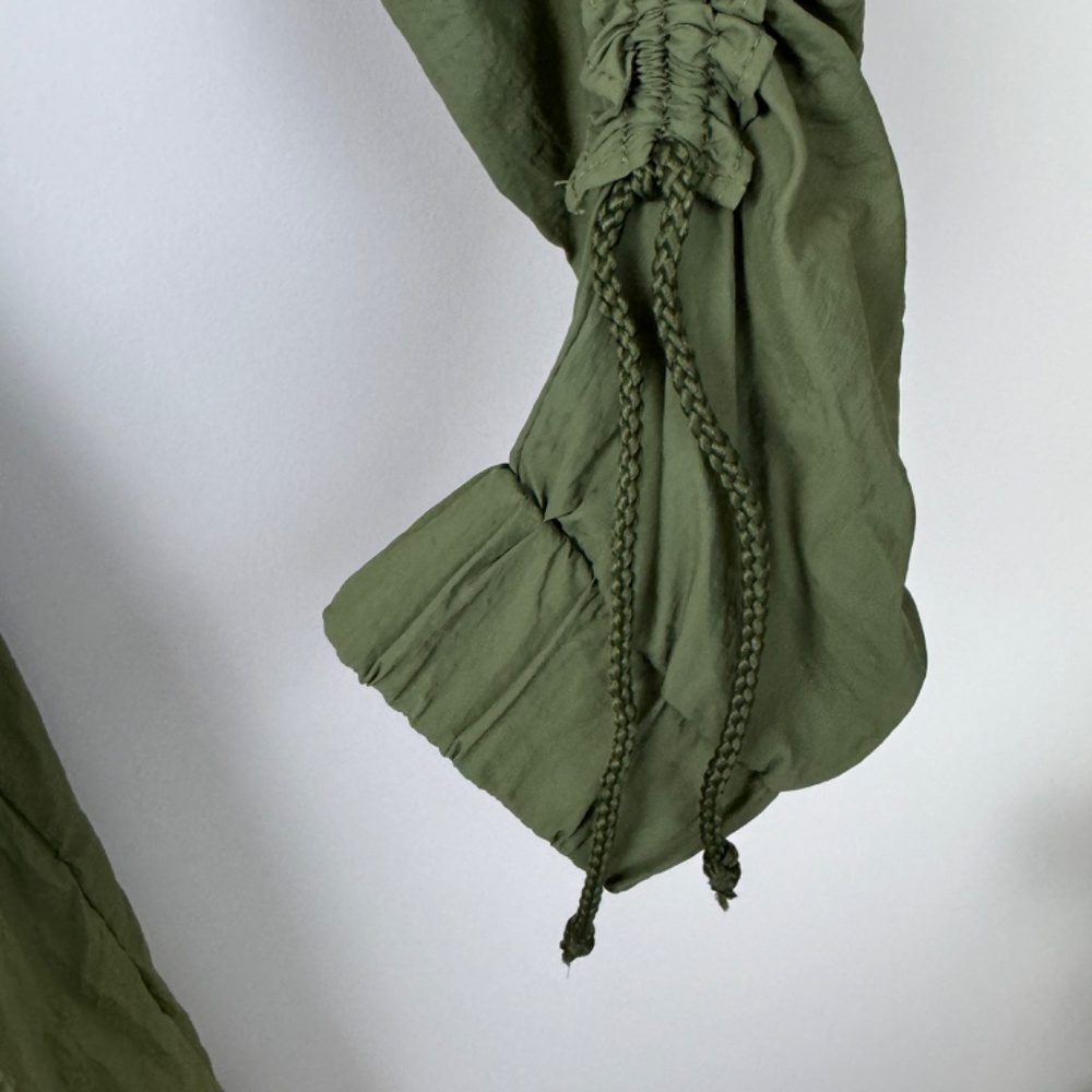 ROCKS & INDIGO Green Lightweight Trench Coat Embroidered Boho / Size Medium - Picture 8 of 16
